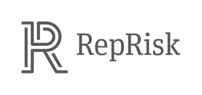 Das Bild zeigt das Logo von RepRisk, bestehend aus einem stilisierten 'R' und dem Schriftzug 'RepRisk'.